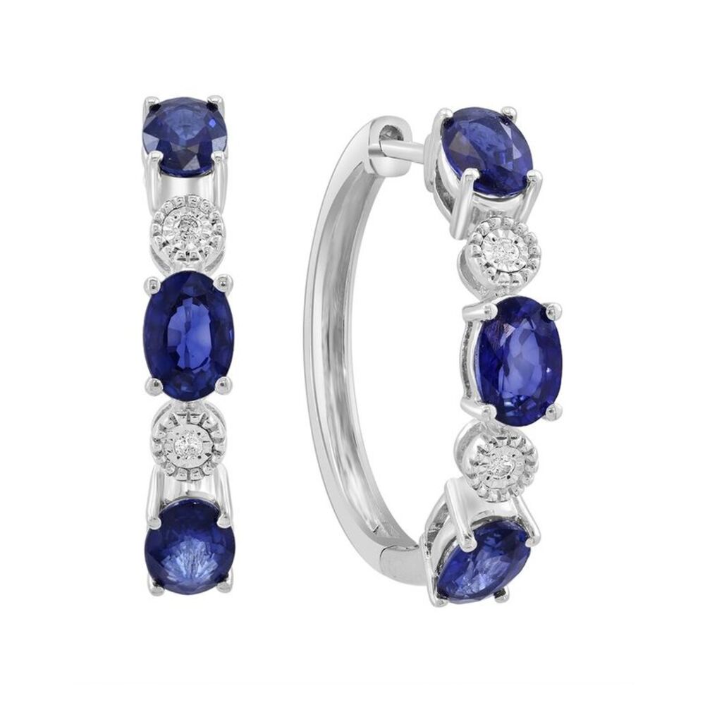 Effy Fine Jewelry Silver 3.46 Ct. Tw. Diamond & Sapphire Earrings